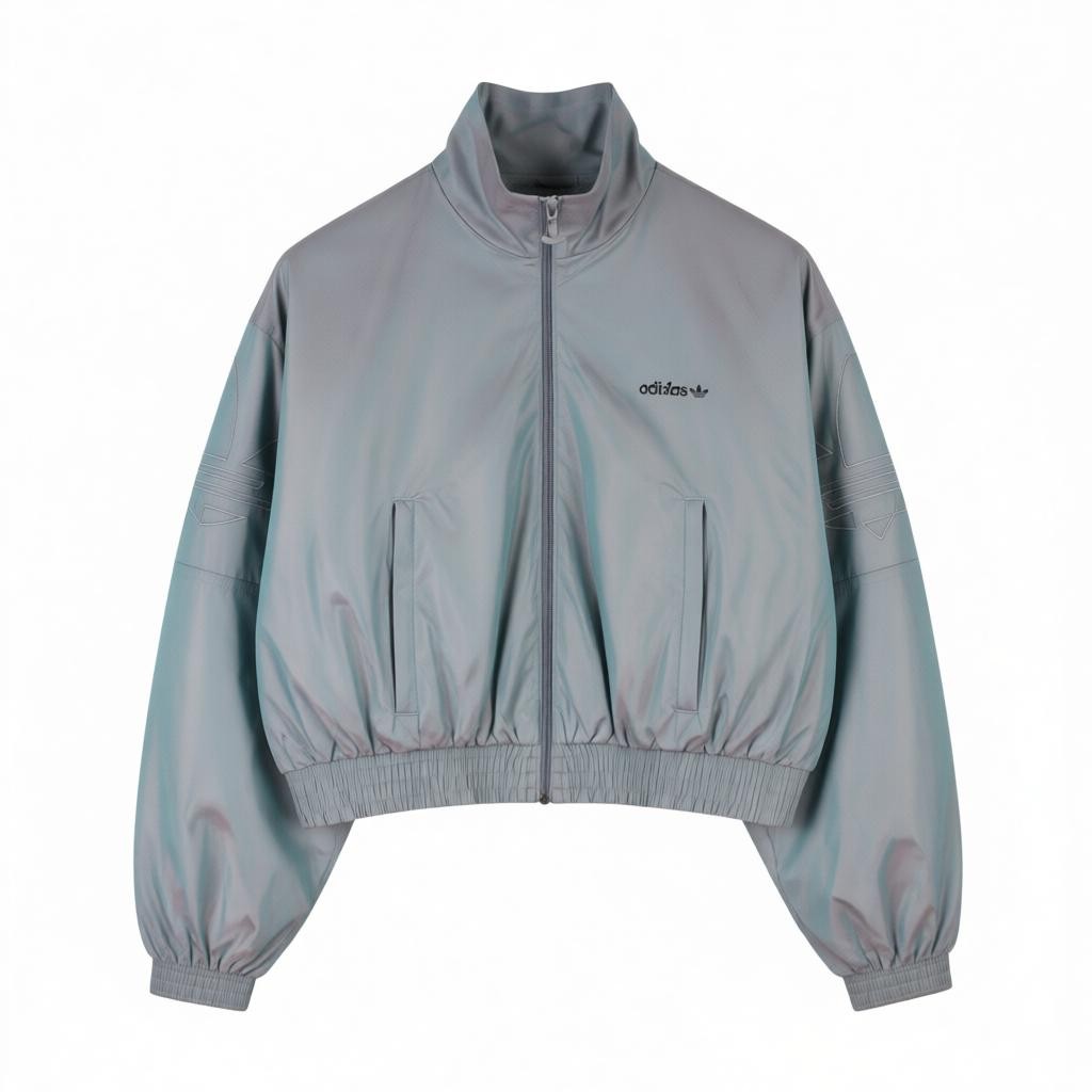 ADIDAS Adicolor Iridescent Track Women Jacket M Prime Green Cropped Shine