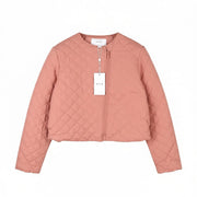 VILA Sassy Women Jacket EU42 Pink Quilted Padded Asymmetric Zip Light