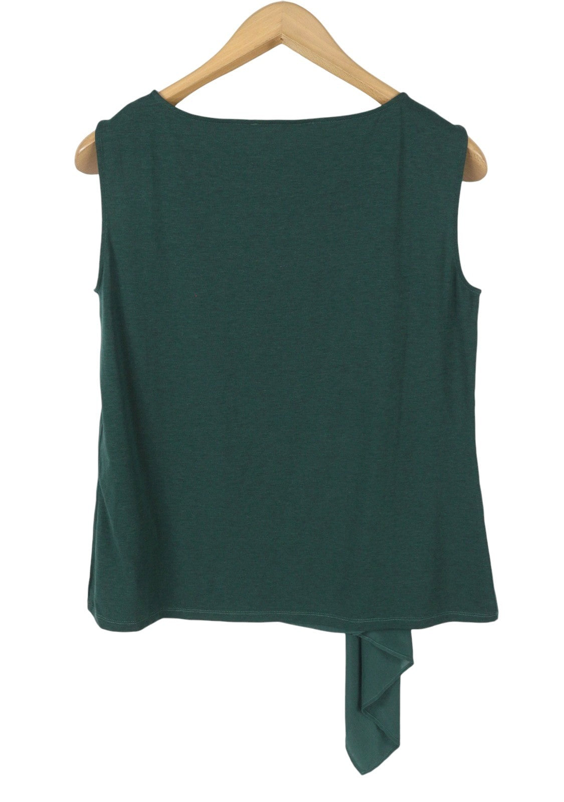 MAX MARA Women T-Shirt S Green Silk Ruffled Front Round Neck Sleeveless