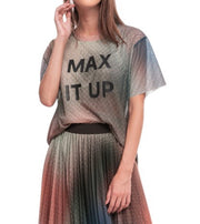 MAX&CO. Women T-Shirt XS Multicolor Mesh Transparent Oversized Short Sleeved