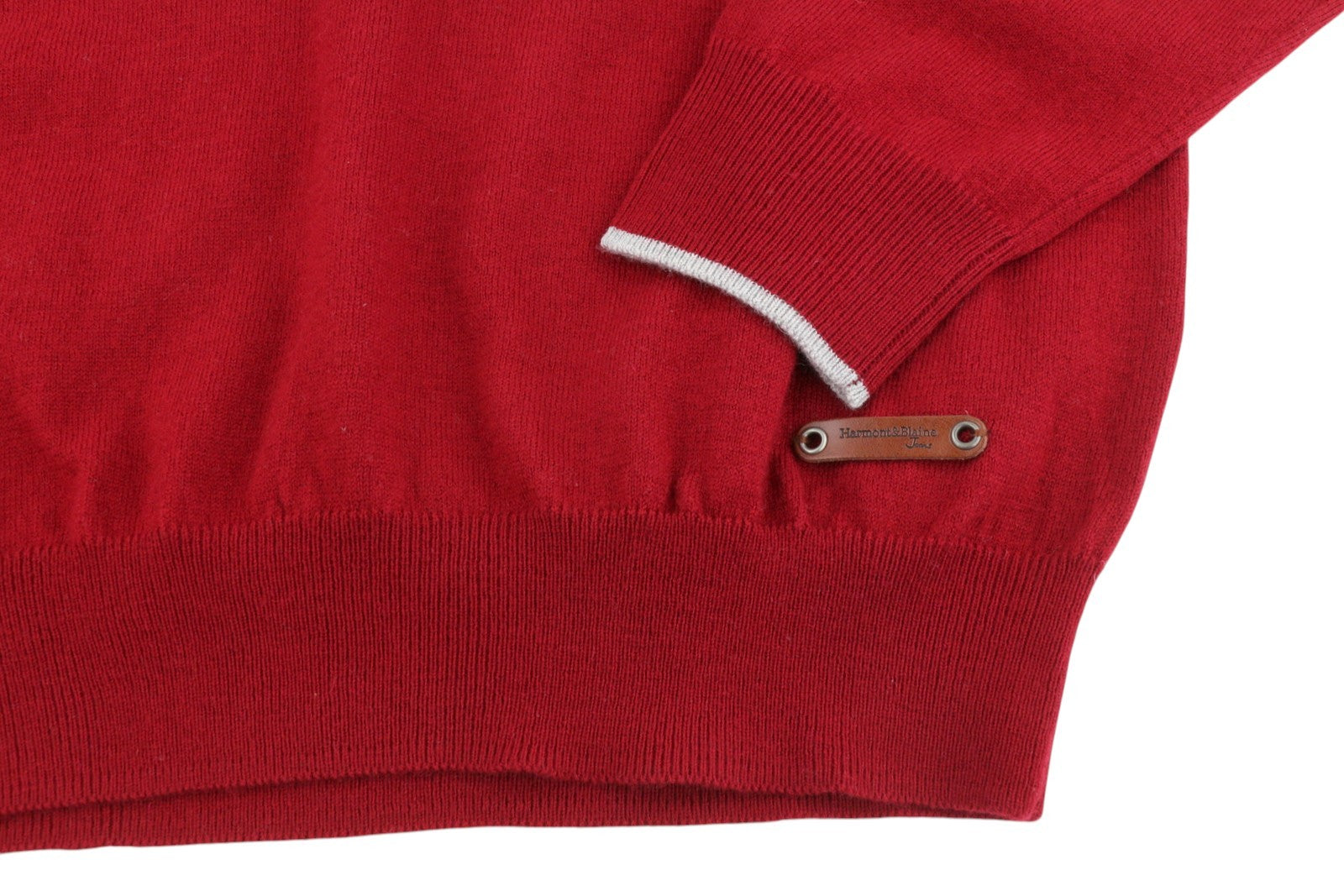 HARMONT & BLAINE Men Jumper M Red Wool Blend Tight Knit Print Pull On