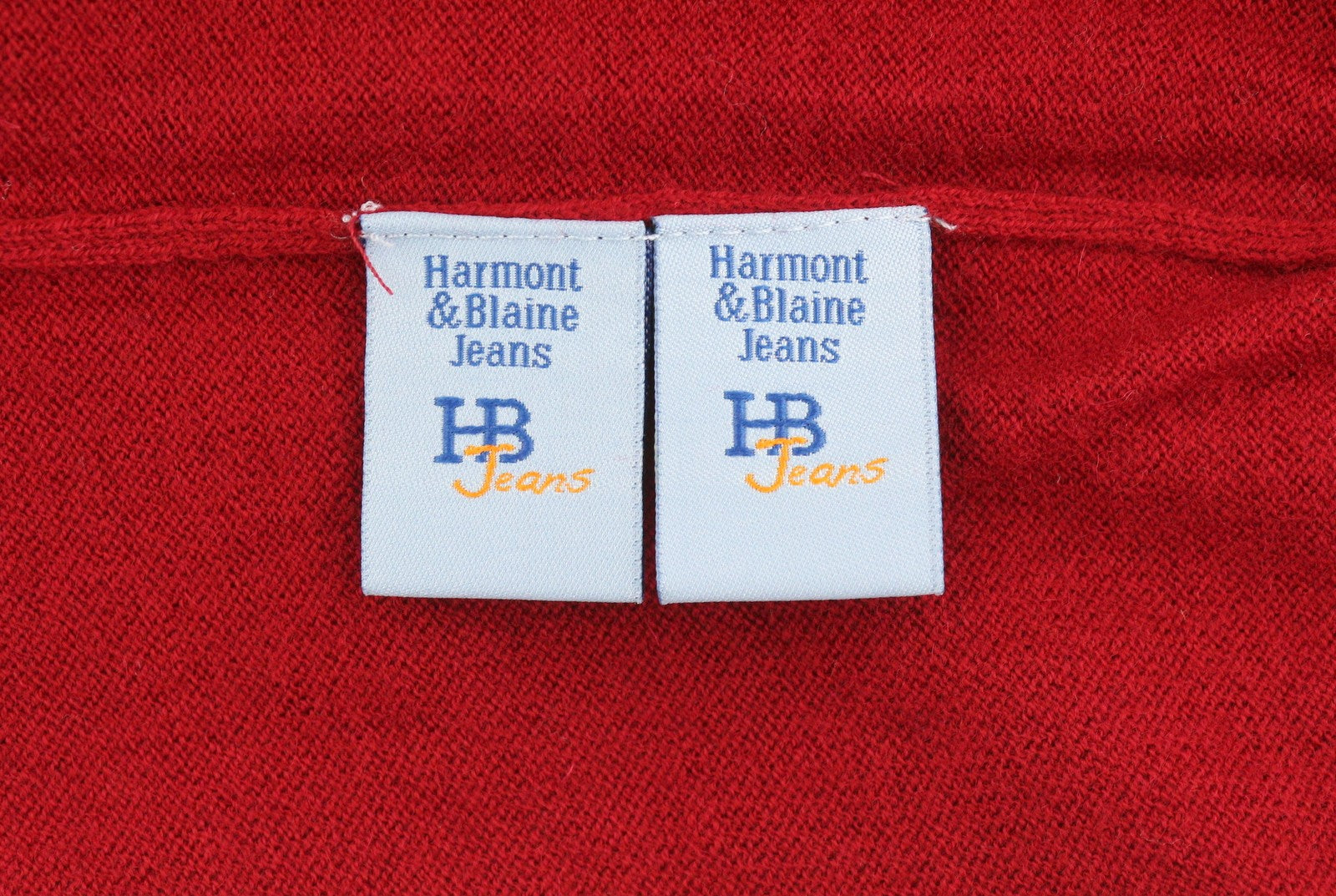 HARMONT & BLAINE Men Jumper M Red Wool Blend Tight Knit Print Pull On