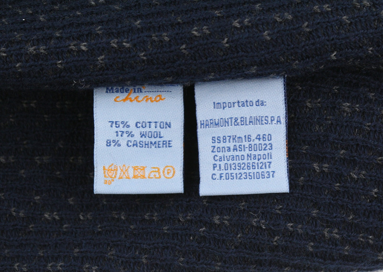 HARMONT & BLAINE Men Jumper S Grey Patterned Cashmere Wool Blend Pull On