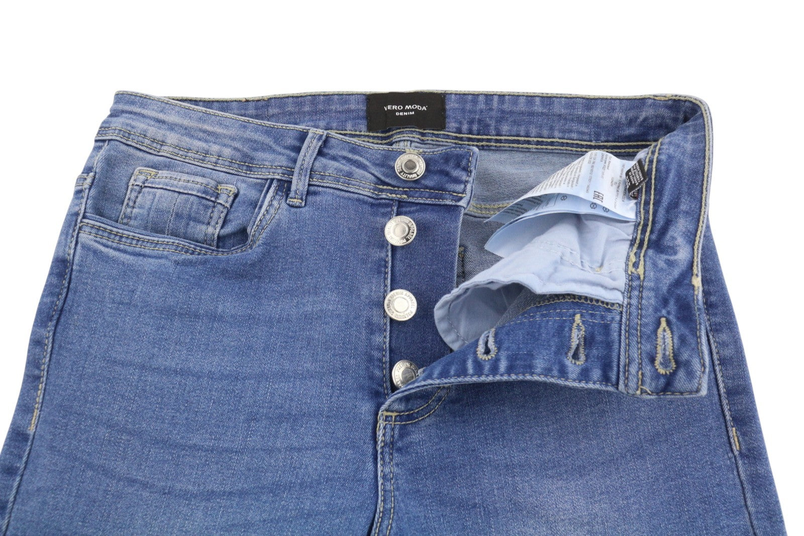 VERO MODA Tanya Women Jeans EU36 Blue Whiskers Faded Button Fly Skinny Fit