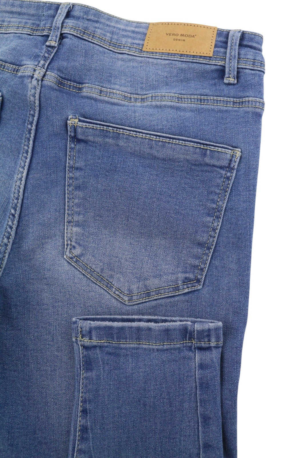 VERO MODA Tanya Women Jeans EU36 Blue Whiskers Faded Button Fly Skinny Fit