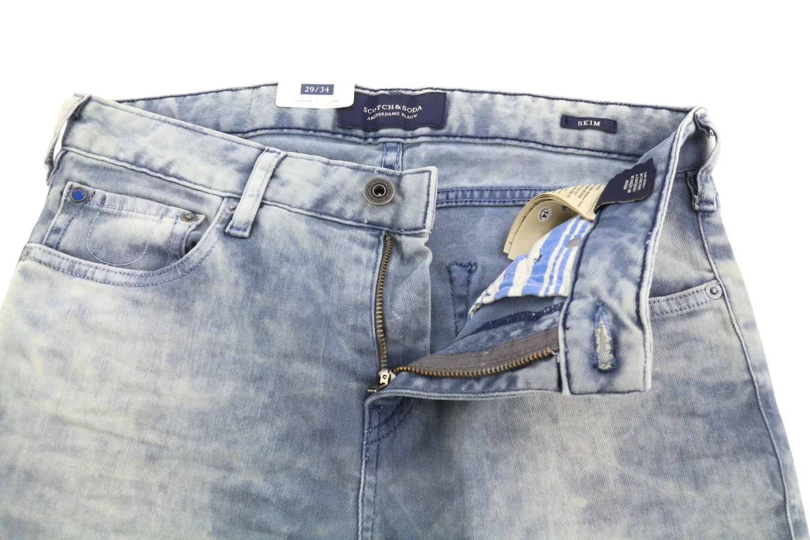 SCOTCH & SODA Skim Men Jeans W29/L34 Blue Faded Skinny Fit Zip Fly