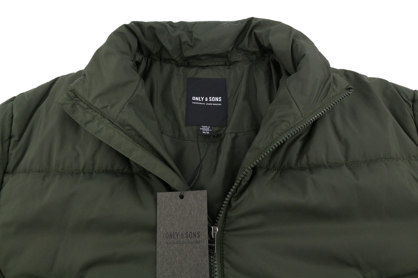 ONLY & SONS Onspeter Highneck Men Jacket M Dark Green Quilted Zip Padded