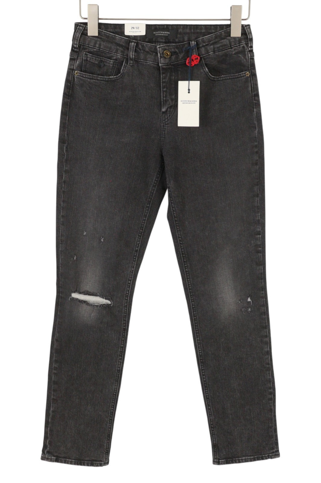 SCOTCH & SODA Supreme Women Jeans W29/L32 Black Faded Distress Slim Straight Fit
