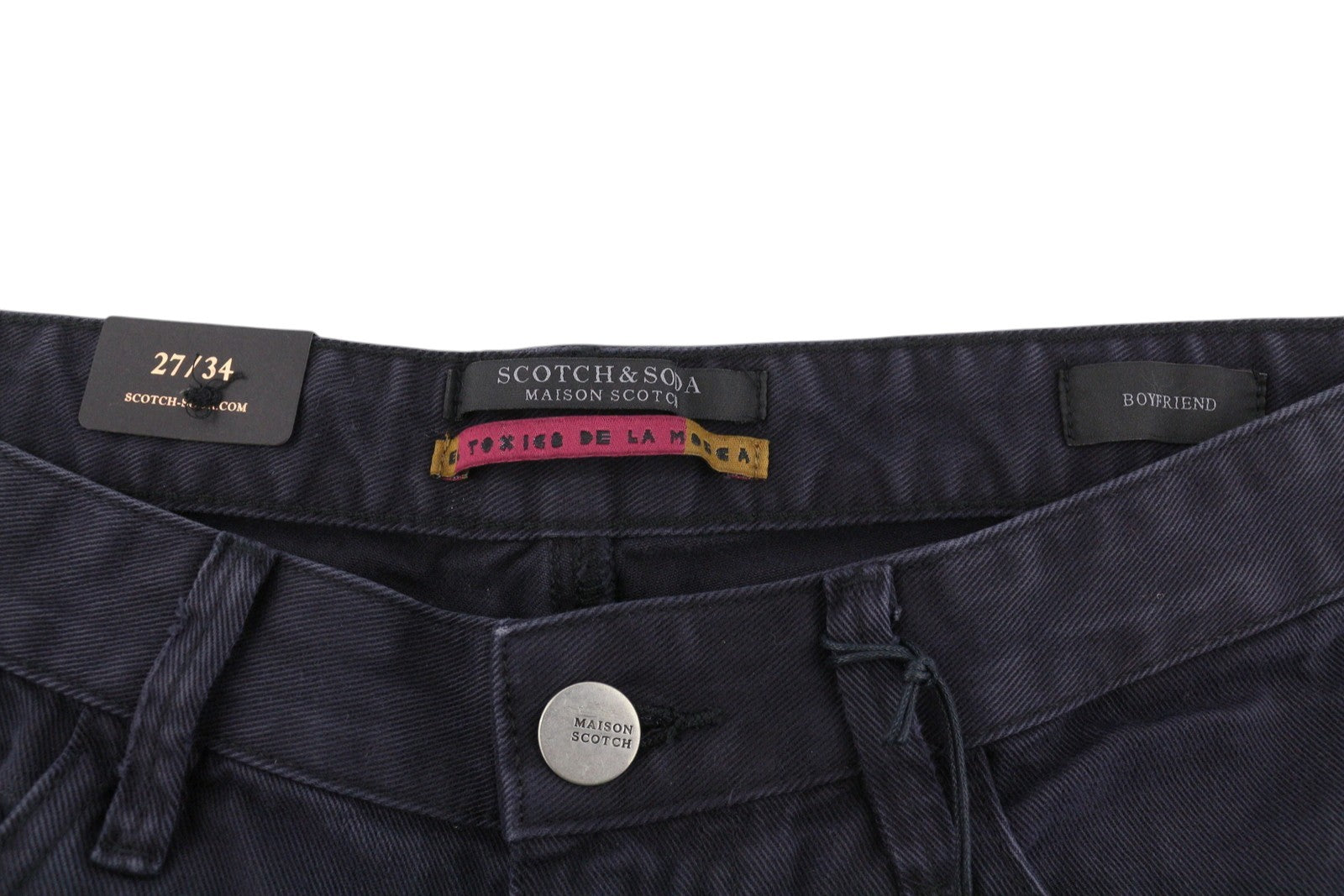 MAISON SCOTCH Women Jeans W27/L34 Black Slim Boyfriend Distress Ripped Cropped