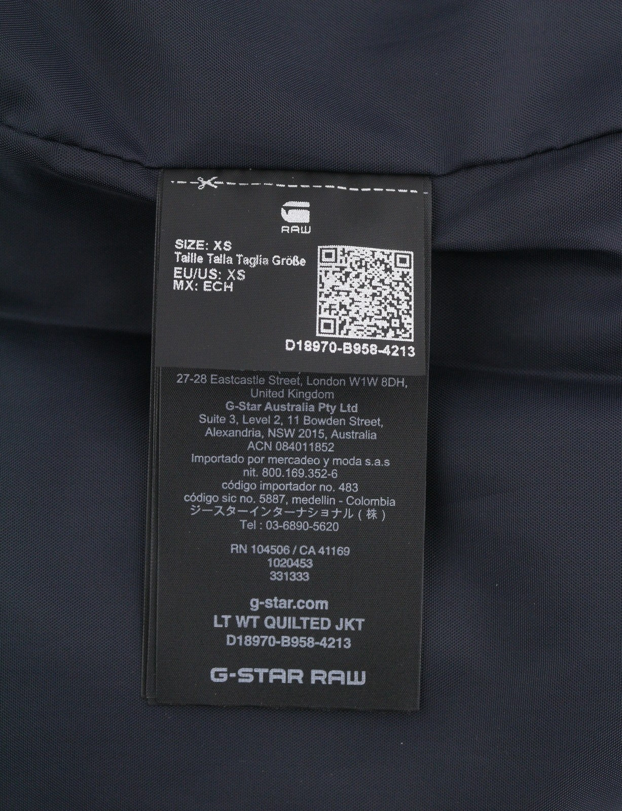 G-STAR Lt Wt Quilted Men Jacket XS Dark Blue Padded High Neck Full Zip