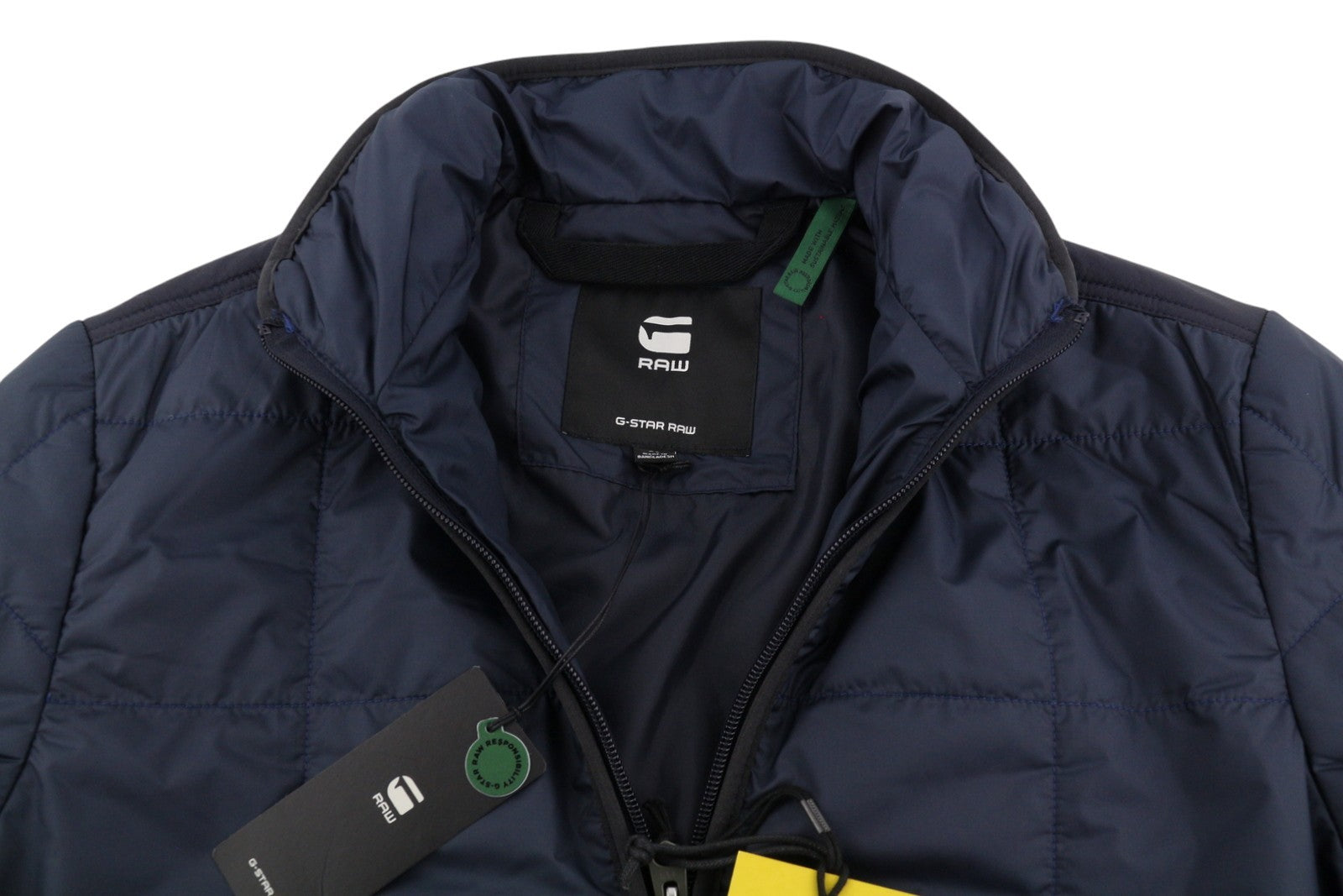 G-STAR Lt Wt Quilted Men Jacket XS Dark Blue Padded High Neck Full Zip