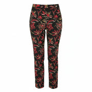MAISON SCOTCH Women Trousers M Multicolored Floral Print Straight Fit Zip Fly