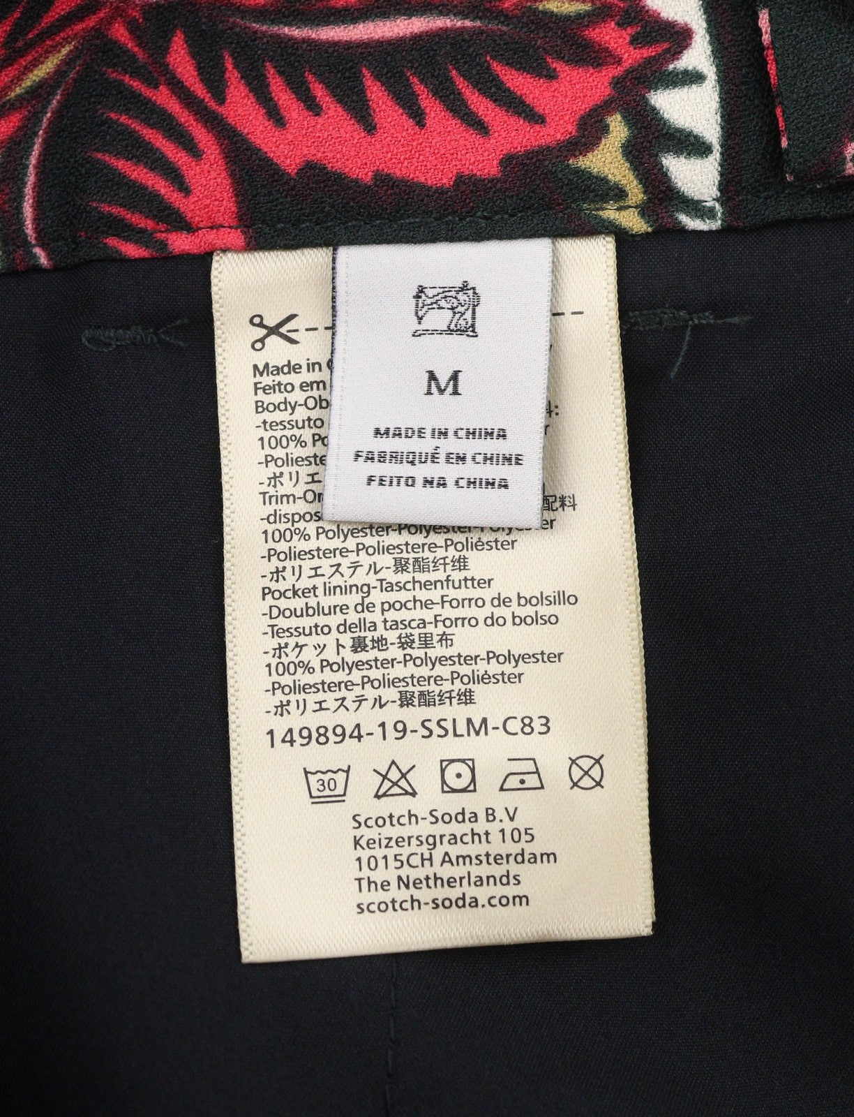 MAISON SCOTCH Women Trousers M Multicolored Floral Print Straight Fit Zip Fly