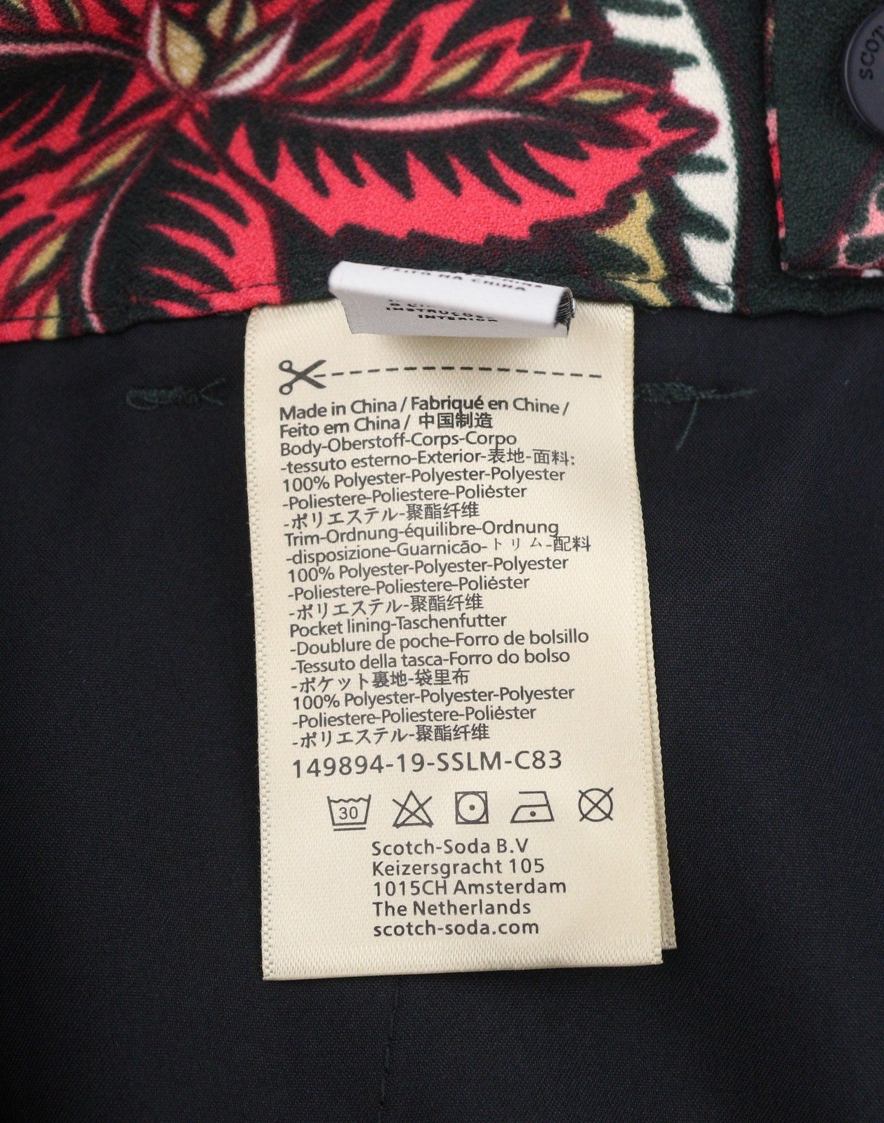 MAISON SCOTCH Women Trousers M Multicolored Floral Print Straight Fit Zip Fly