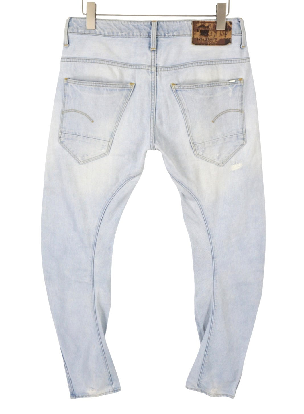 G-STAR ARC 3D Slim Men Jeans W32/L32 Blue Faded Distress Twisted Button Fly