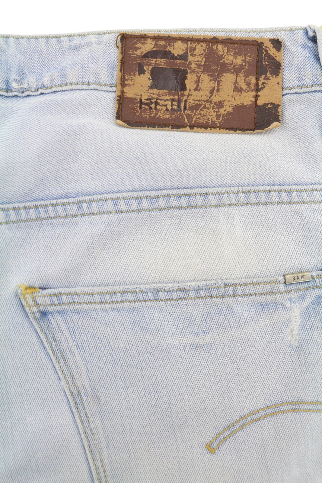 G-STAR ARC 3D Slim Men Jeans W32/L32 Blue Faded Distress Twisted Button Fly