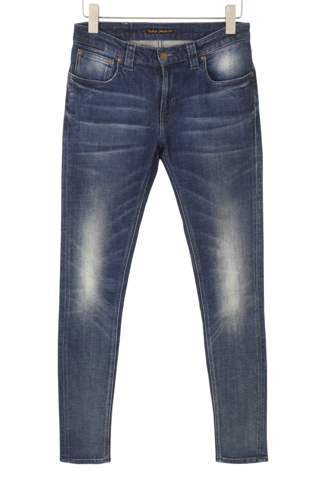 NUDIE JEANS Skinny Lin Navy Lightning Men Jeans W29/L34 Blue Whiskers Faded