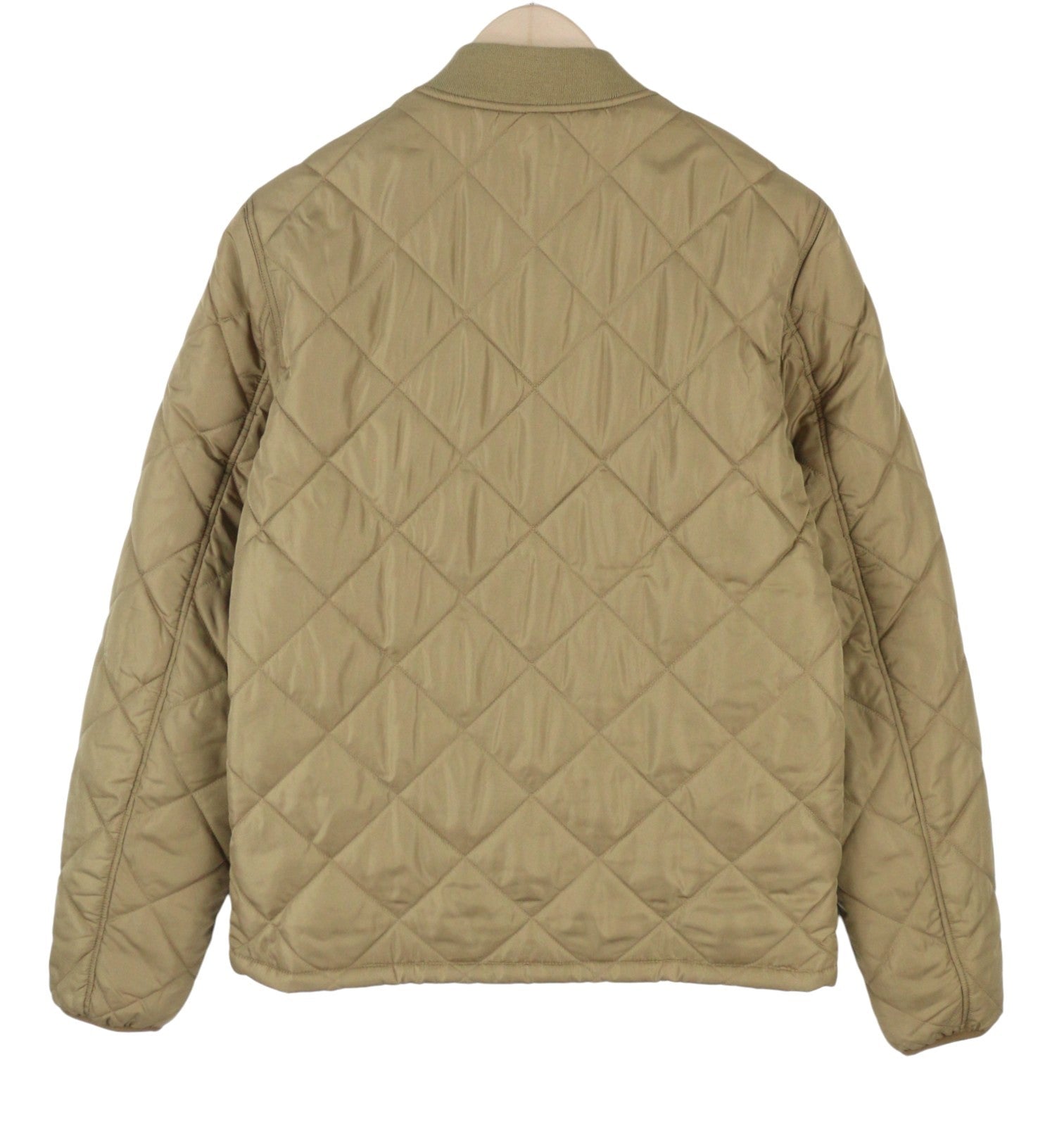 WRANGLER Men Jacket S Beige Quilted Padded Full Zip Lined Bomber Style