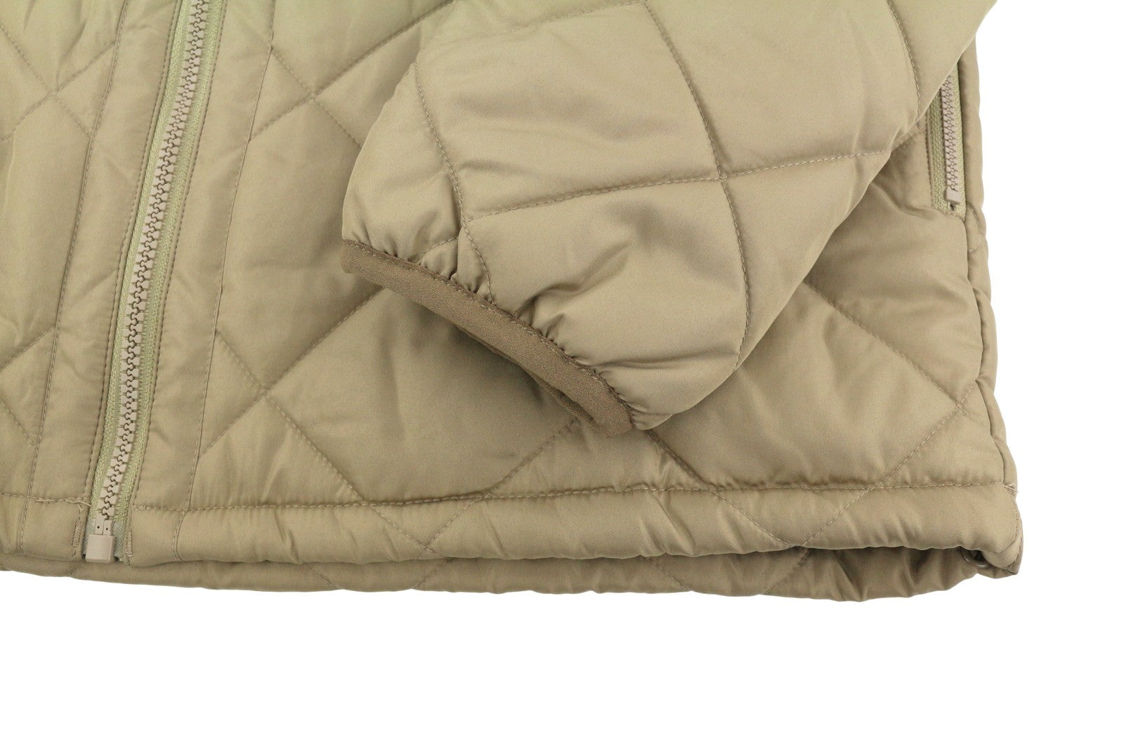 WRANGLER Men Jacket S Beige Quilted Padded Full Zip Lined Bomber Style