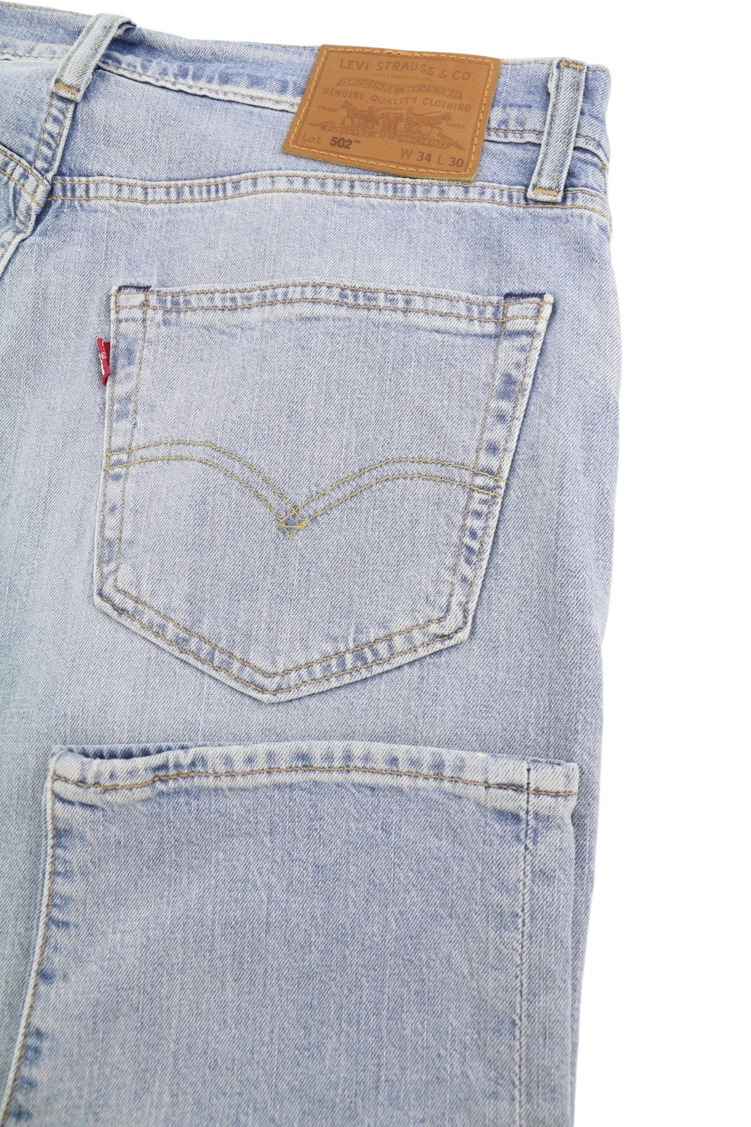 LEVI'S 502 Men Jeans W34/L30 Blue Faded Tapered Fit Zip Fly Denim