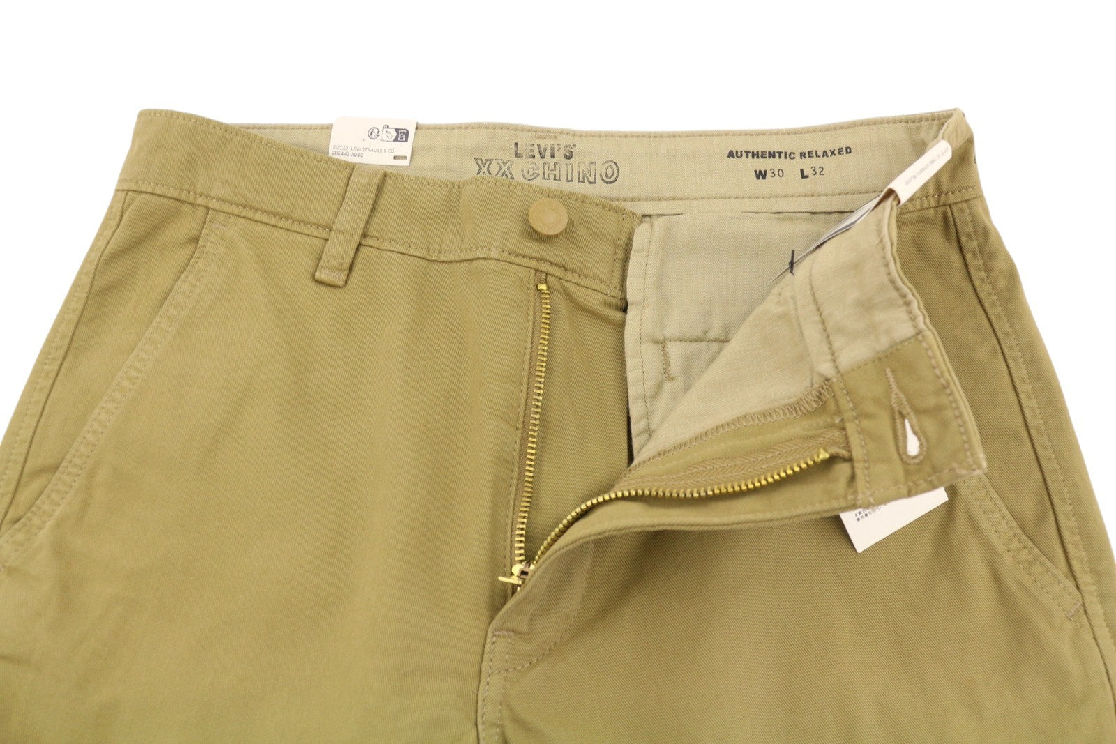 LEVI'S XX Chino Men Trousers W30/L32 Beige Authentic Relaxed Fit Zipper Big E