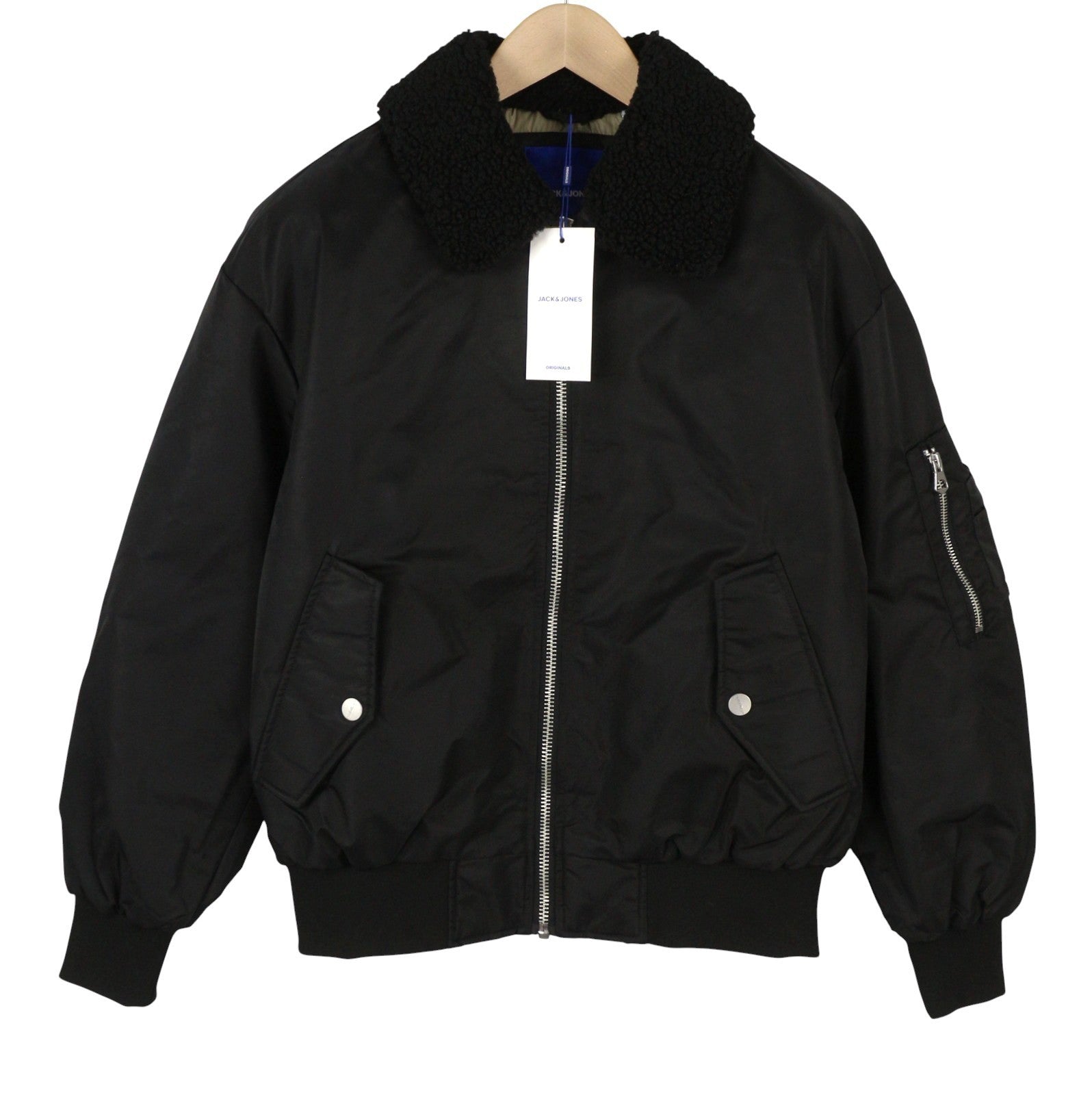 JACK & JONES Jorqueens Bomber Men Jacket M Black Oversized Zip Padded