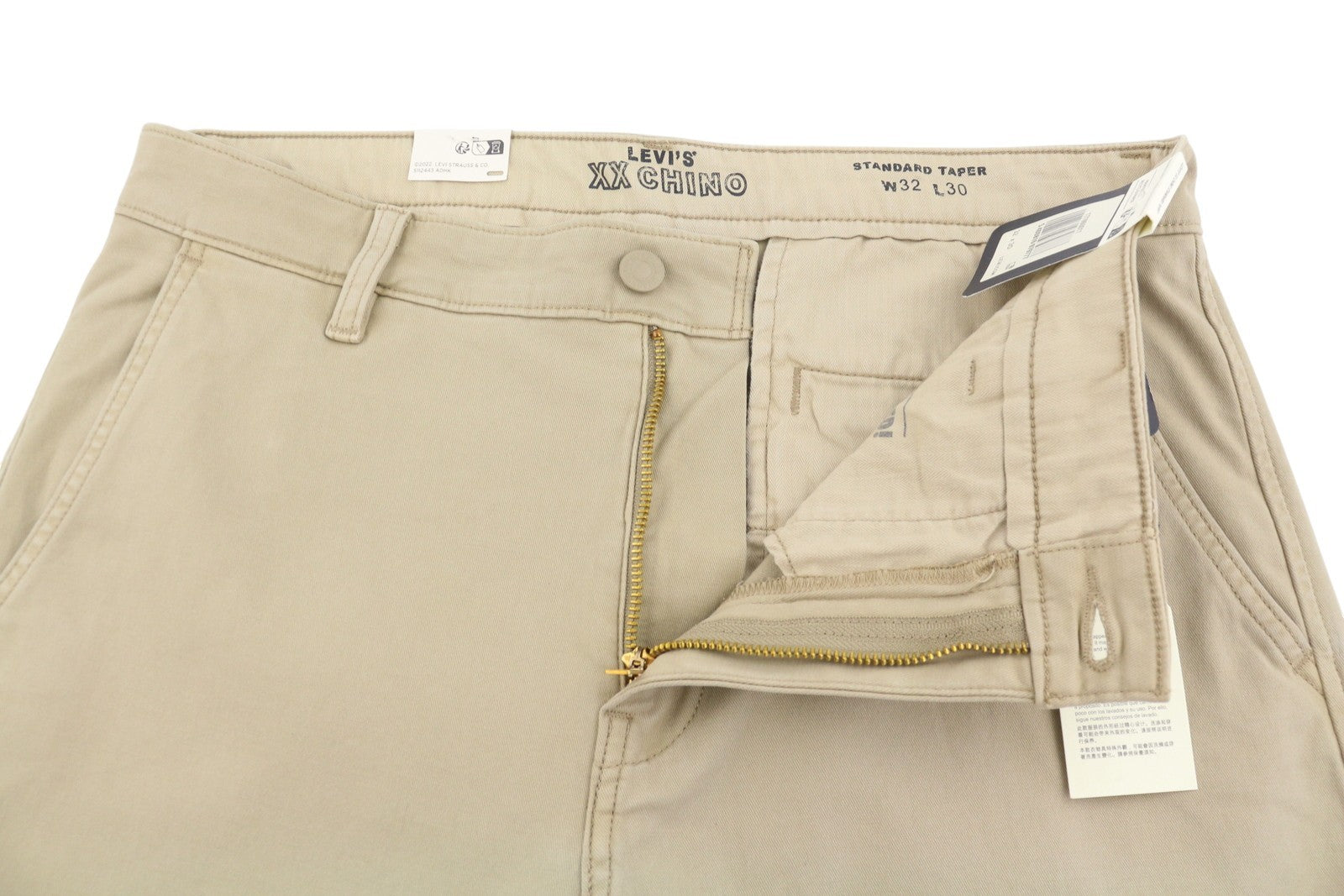 LEVI'S XX Chino Men Trousers W32/L30 Beige Standard Tapered Fit Zip Fly Big E