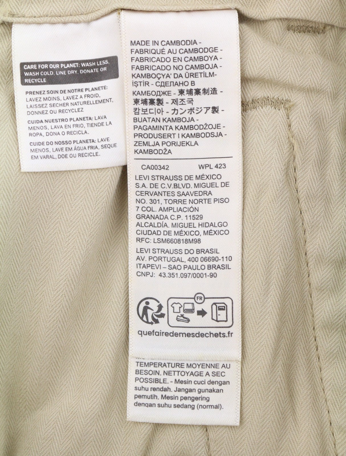 LEVI'S XX Chino Men Trousers W33/L32 Beige Standard Tapered Fit Zip Fly Big E