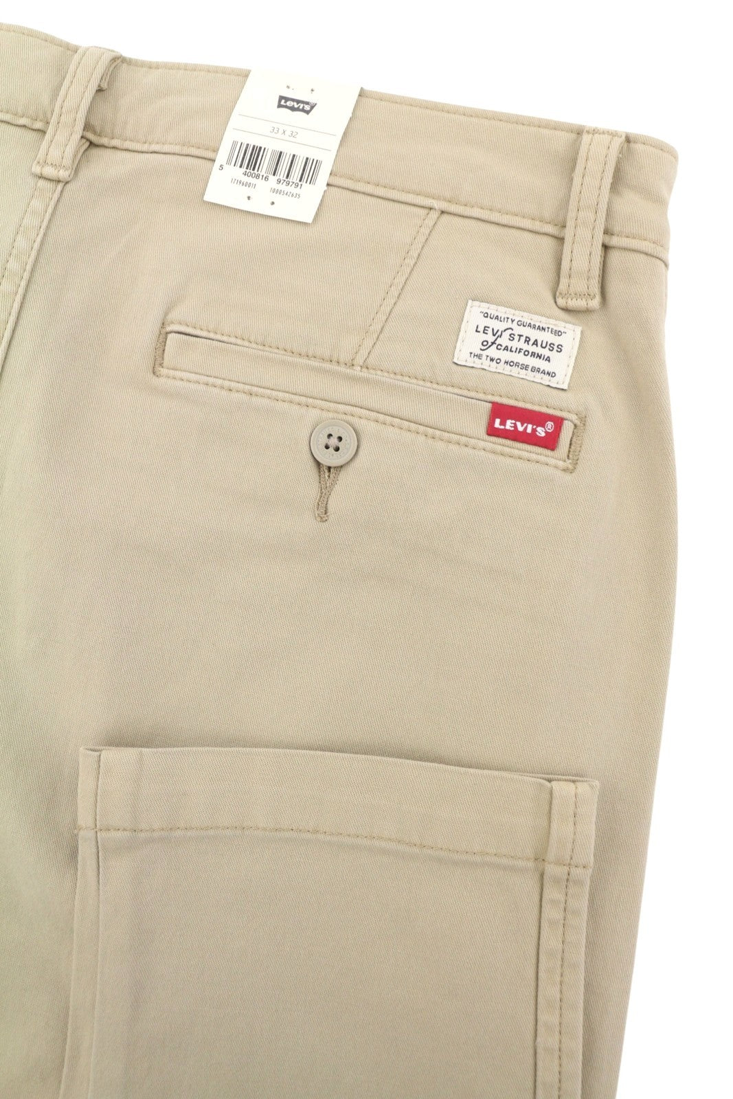 LEVI'S XX Chino Men Trousers W33/L32 Beige Standard Tapered Fit Zip Fly Big E