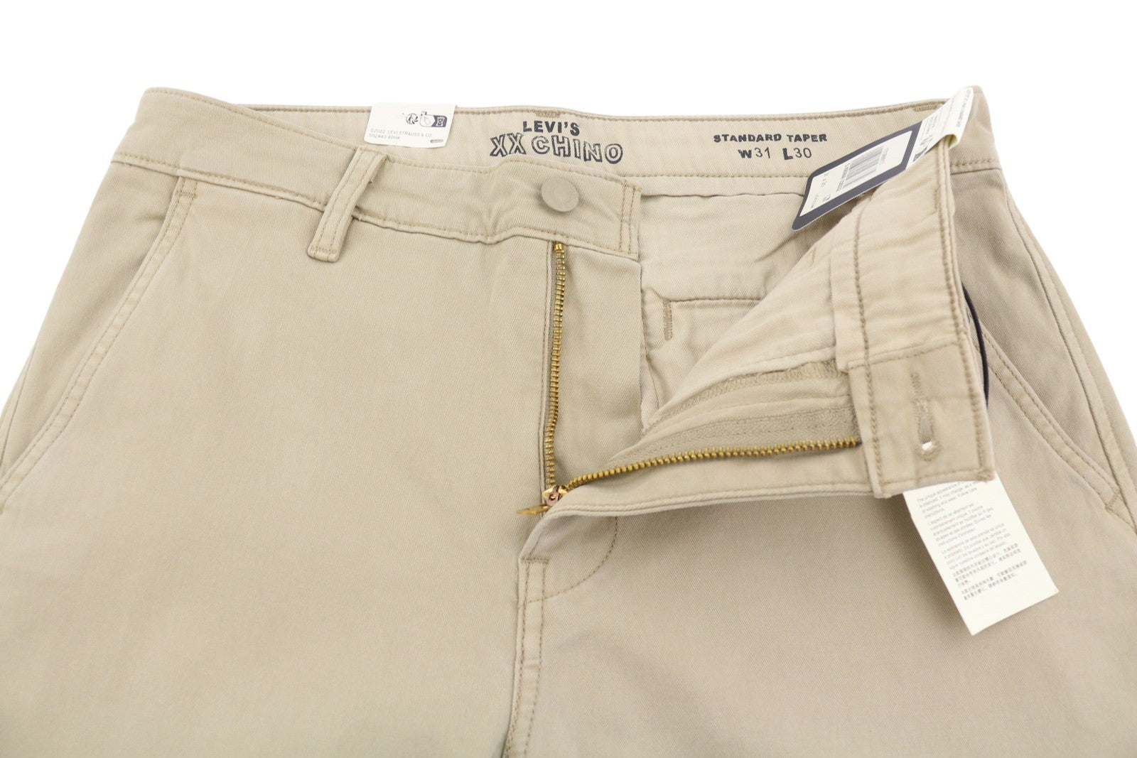 LEVI'S XX Chino Men Trousers W31/L30 Beige Standard Tapered Fit Zip Fly Big E