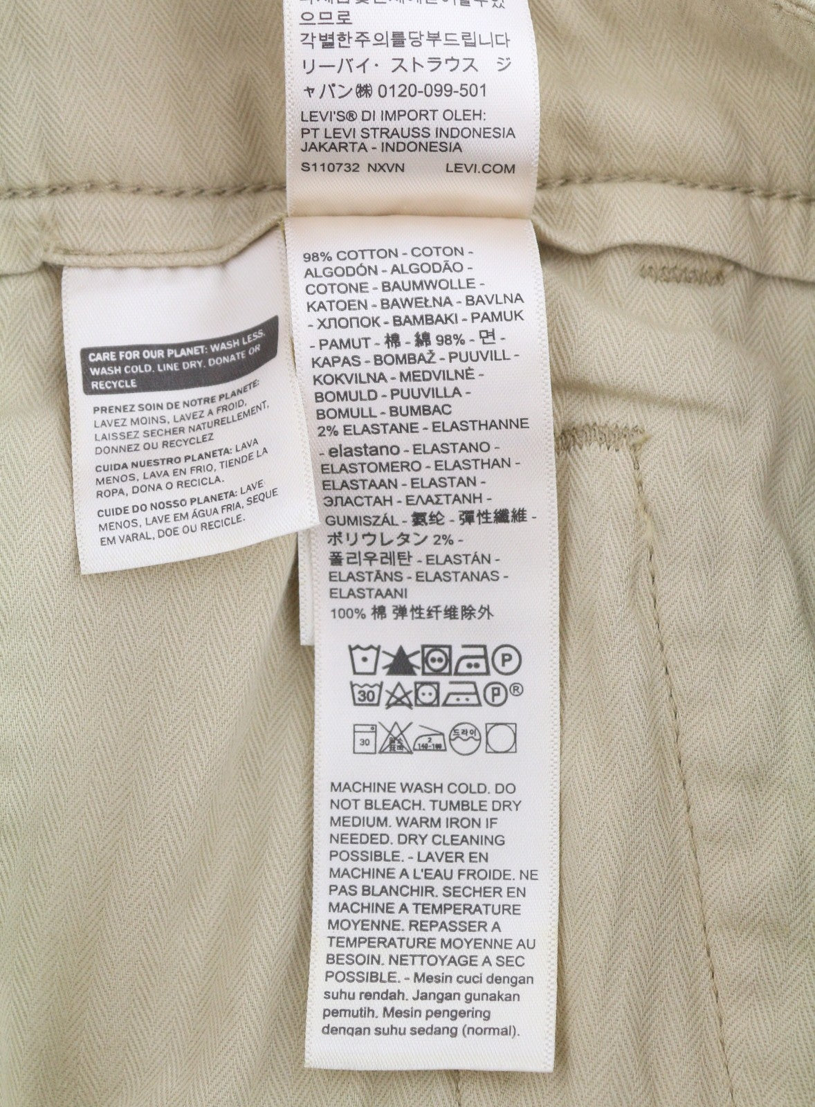 LEVI'S XX Chino Men Trousers W31/L30 Beige Standard Tapered Fit Zip Fly Big E