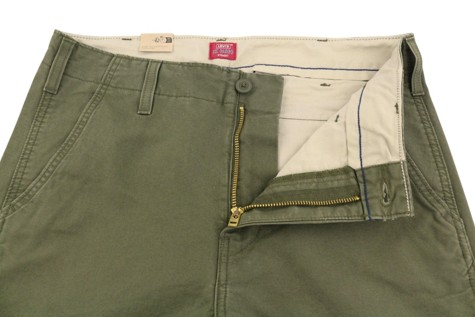 LEVI'S XX Cargo Men Trousers W32/L34 Khaki Green Straight Fit Zip Fly