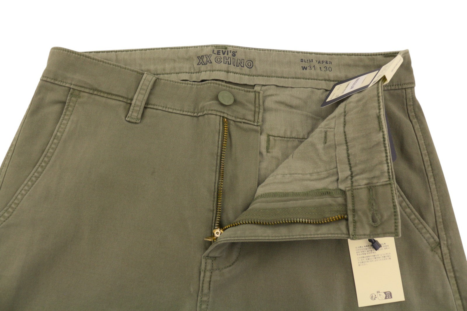LEVI'S XX Chino Men Trousers W31/L30 Green Slim Tapered Stretch Big E