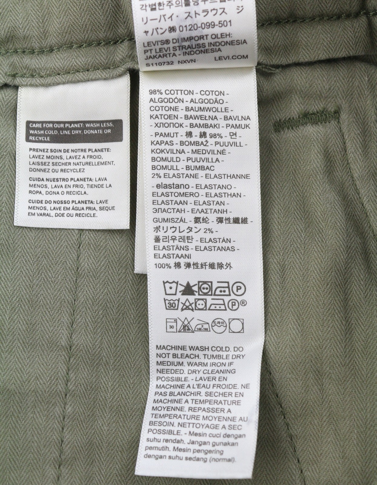 LEVI'S XX Chino Men Trousers W31/L30 Green Slim Tapered Stretch Big E