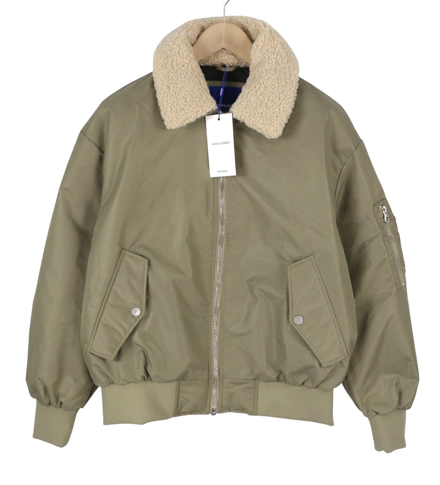 JACK & JONES Jorqueens Bomber Men Jacket XL Silver Sage Oversized Zip