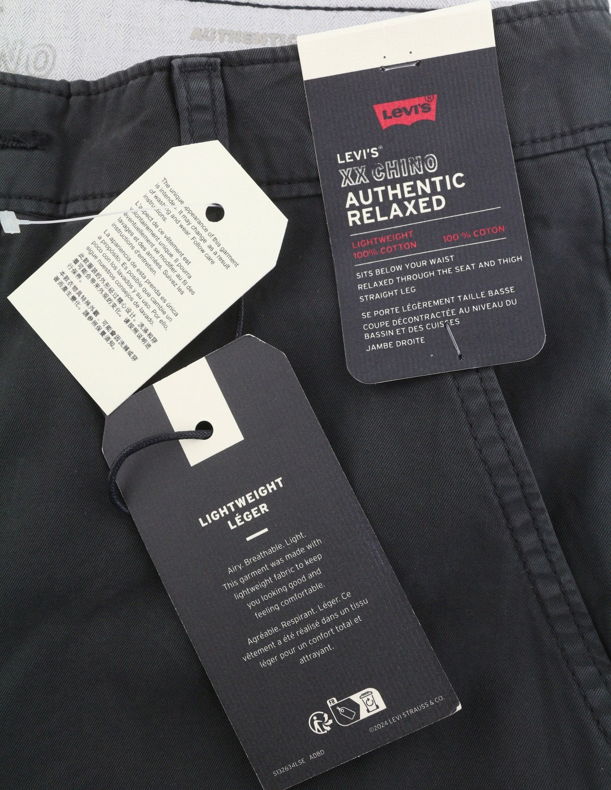 LEVI'S XX Chino Men Trousers W30/L32 Grey Authentic Relaxed Lightweight Big E