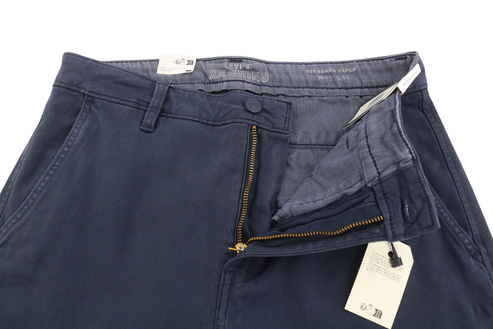 LEVI'S XX Chino Men Trousers W31/L32 Blue Standard Tapered Fit Zip Fly Big E