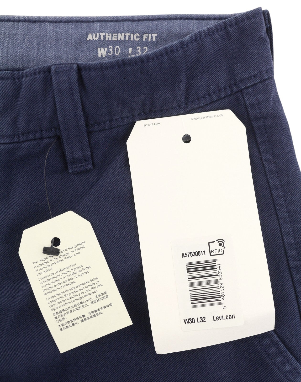 LEVI'S XX Chino Men Trousers W30/L32 Blue Authentic Fit Zip Fly Big E
