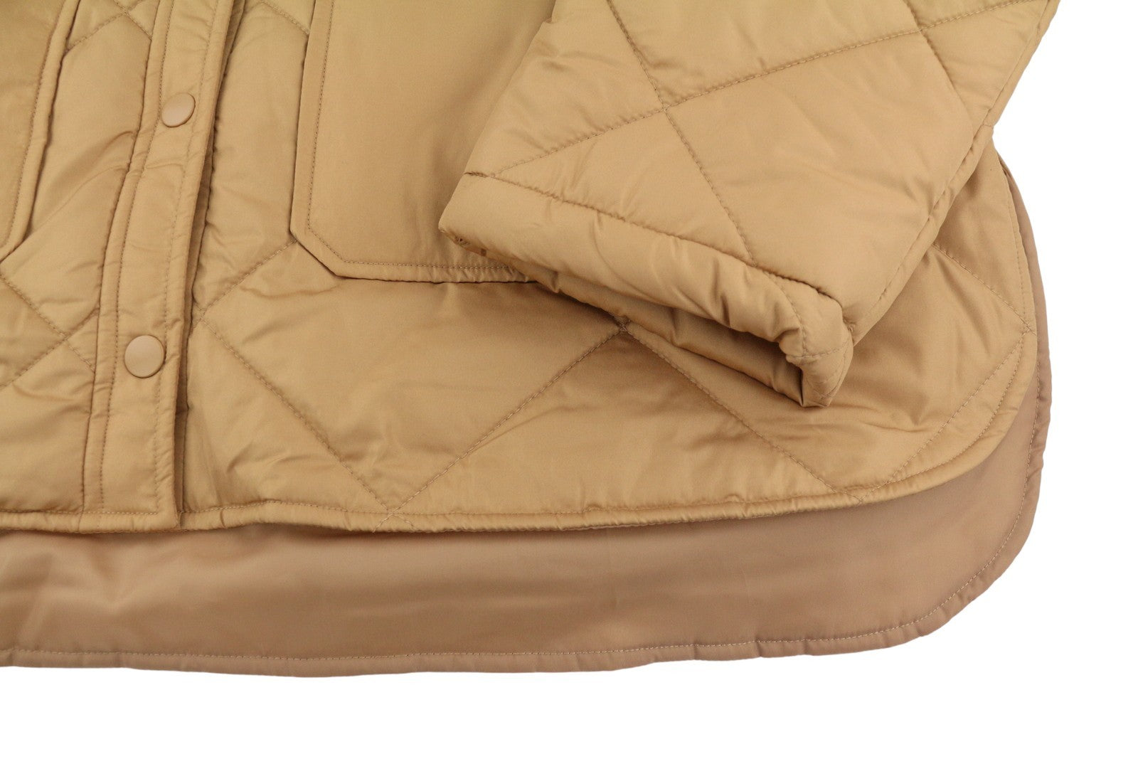 PIECES Key Light Padded Women Jacket XL Brown Quilted Snap Button