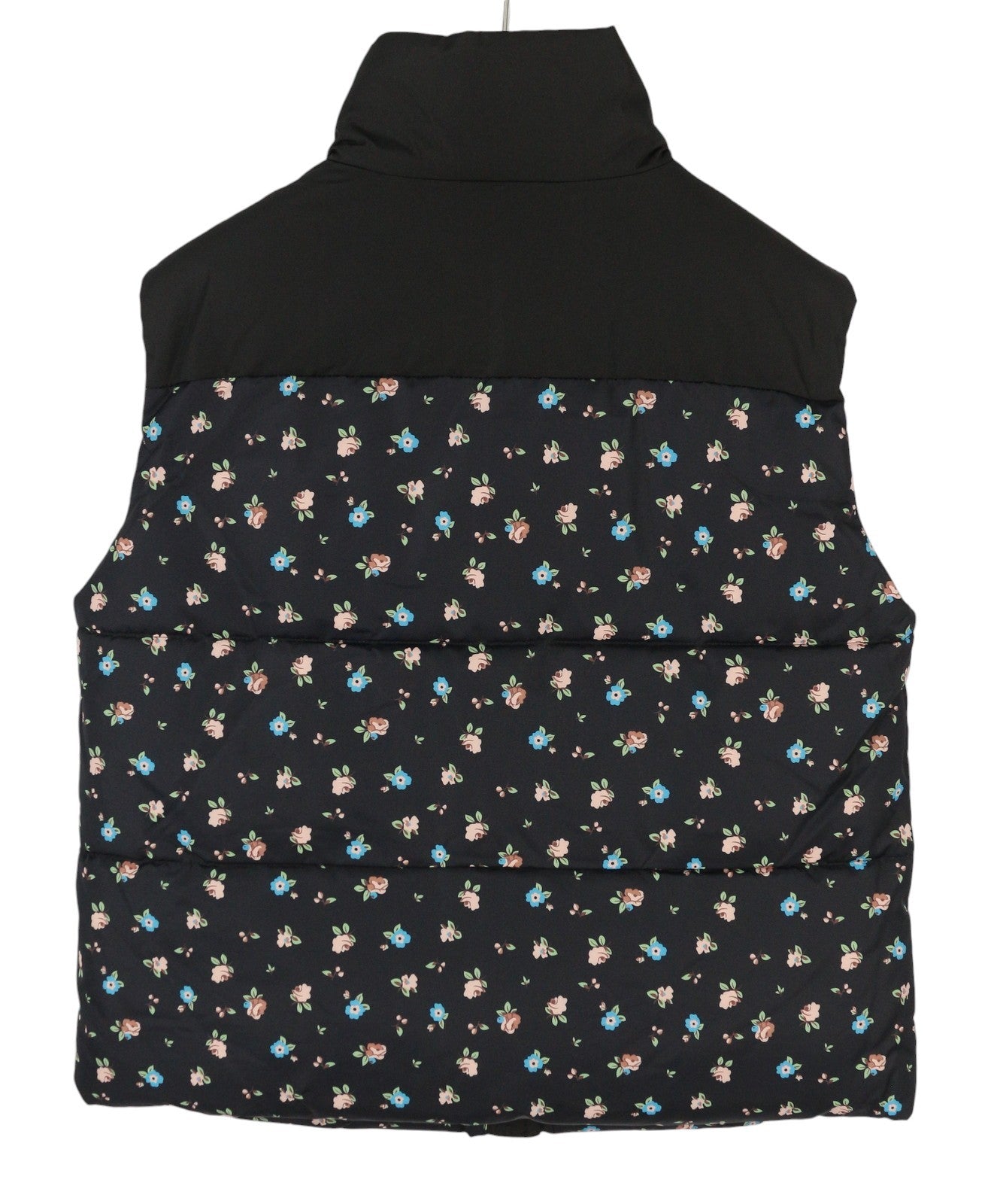 VILA Maja High Neck Women Waistcoat EU40 Black Floral Quilted Padded