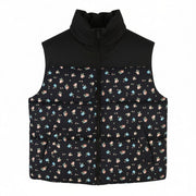 VILA Maja High Neck Women Waistcoat EU42 Black Floral Quilted Padded