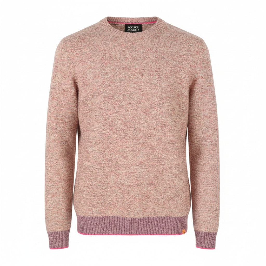 SCOTCH & SODA Men Jumper M Pink Melange Tight Knit Crew Neck Pull On