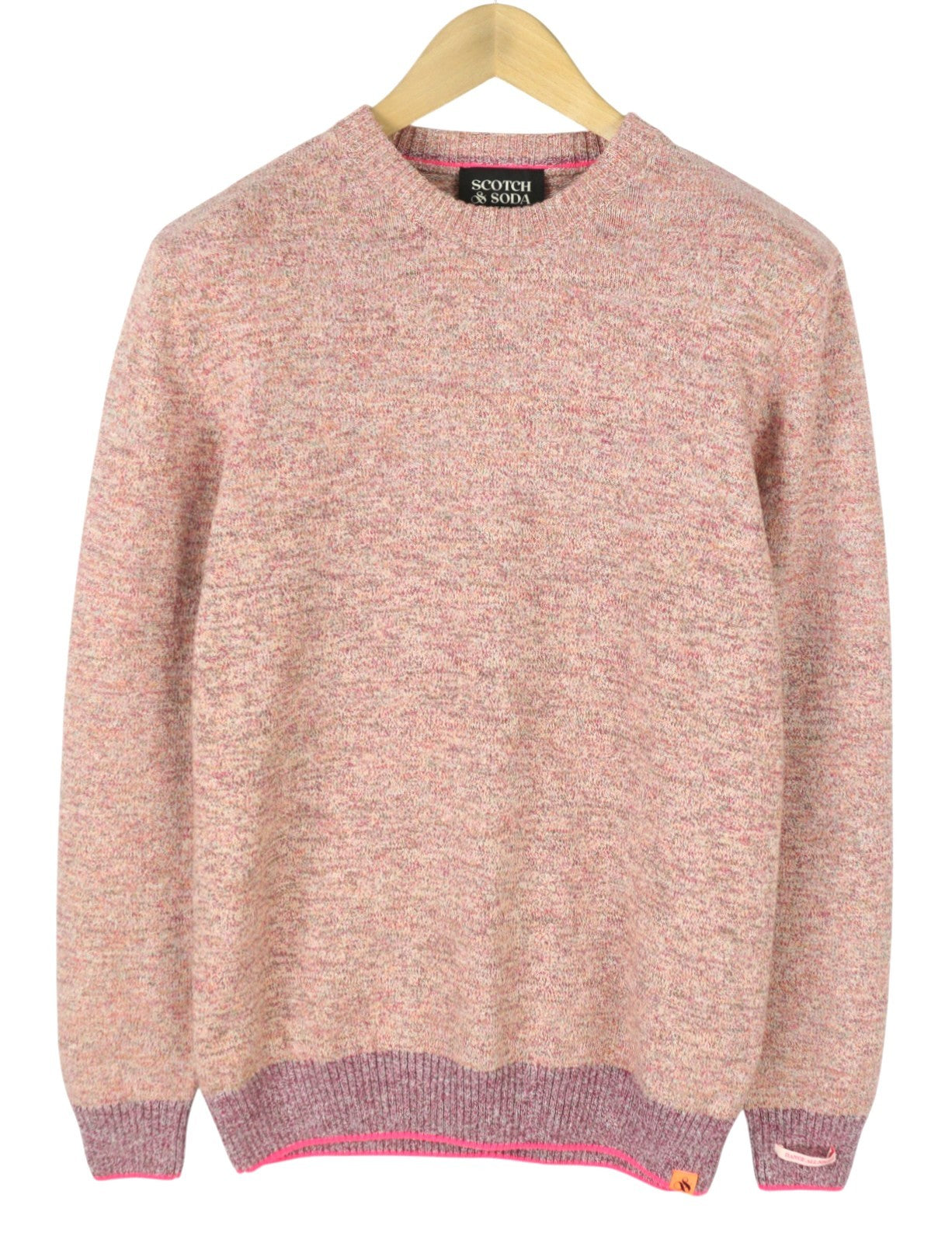 SCOTCH & SODA Men Jumper M Pink Melange Tight Knit Crew Neck Pull On