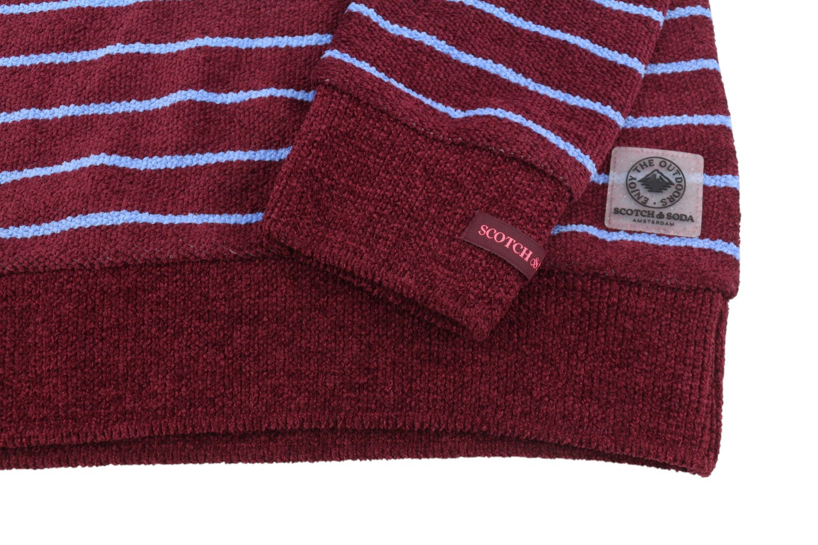 SCOTCH & SODA Men Sweatshirt M Burgundy Striped Crew Neck Pull On