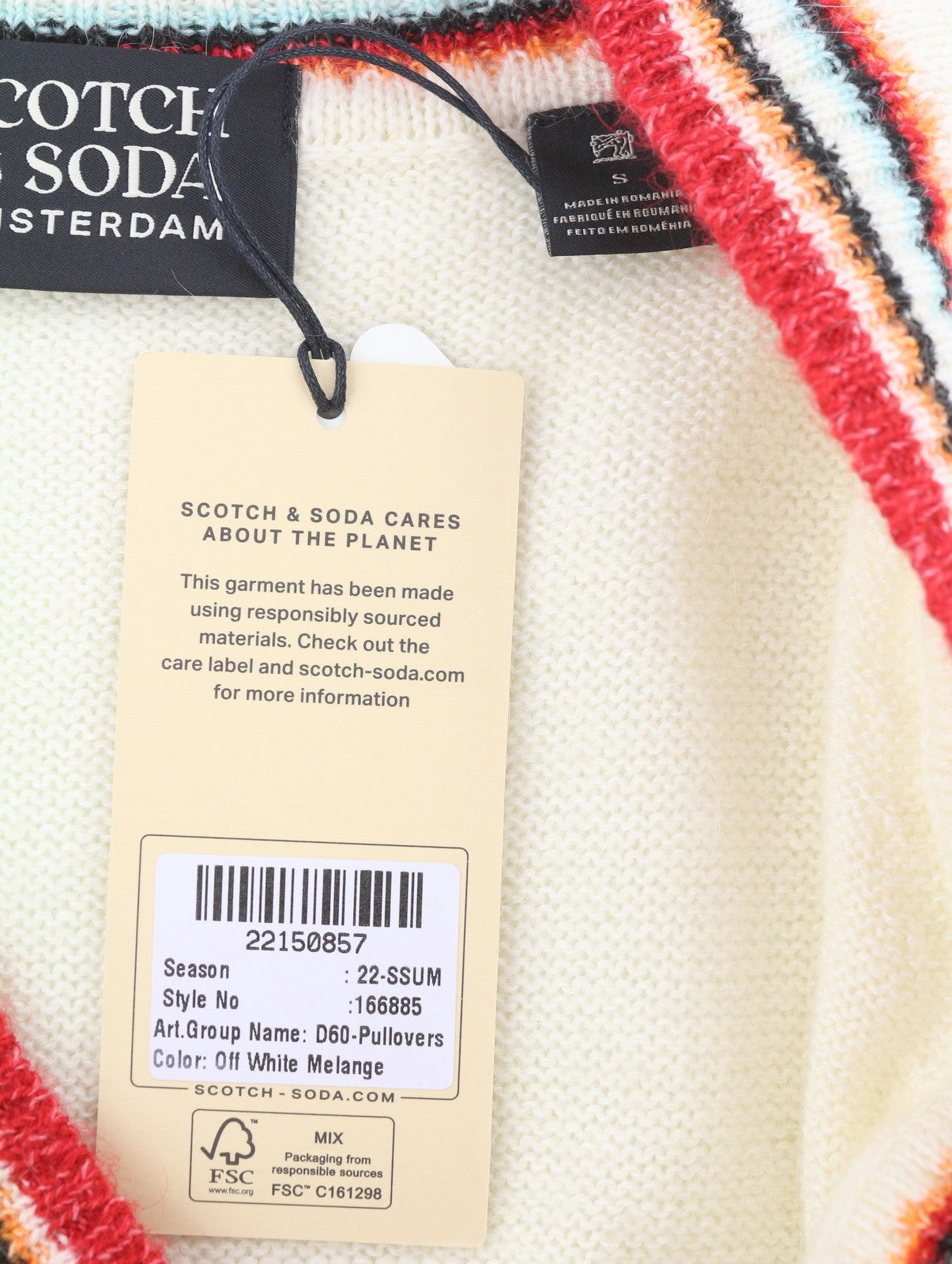 SCOTCH & SODA Men Jumper S Off White Linen Blend Knitted Patterned Cardigan