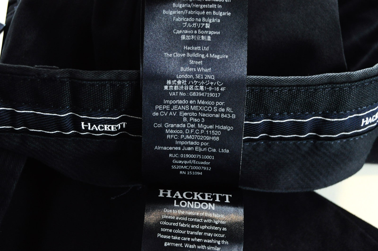 HACKETT Sanderson Men Trousers UK44L Navy Chino Styled Low Stretch Twill Zip