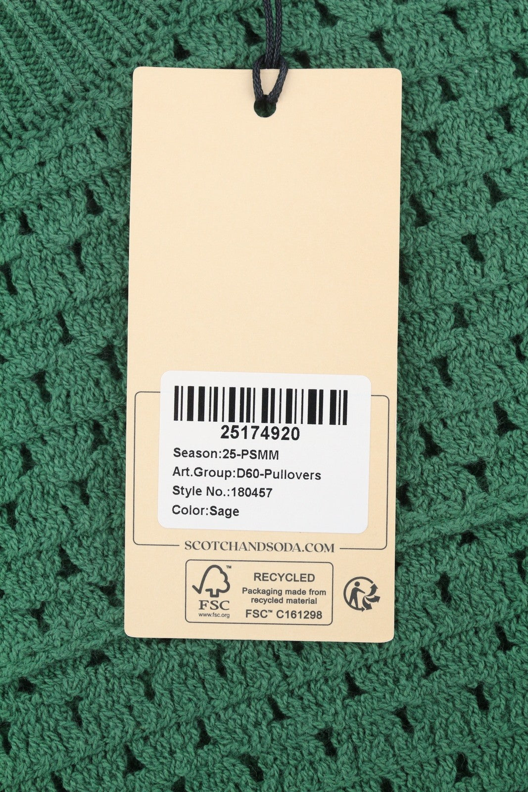 SCOTCH & SODA Men Jumper L Green Open Knit Crew Neck Pull On