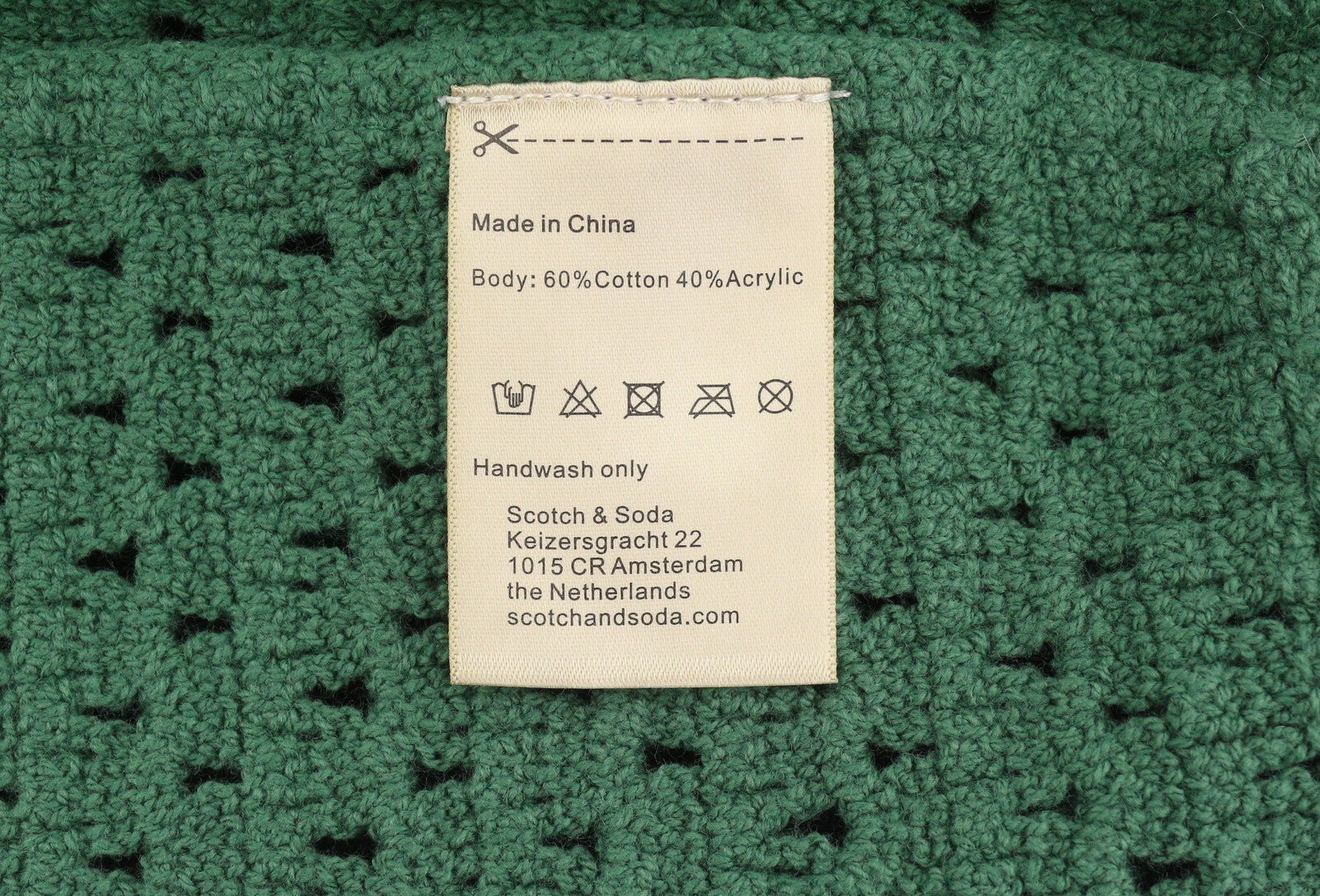 SCOTCH & SODA Men Jumper L Green Open Knit Crew Neck Pull On