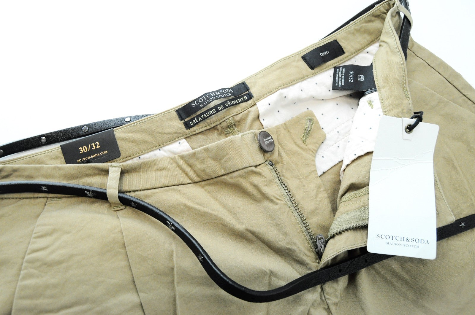 MAISON SCOTCH Women Trousers W30/L32 Light Brown Chino Cropped Cotton Stretch