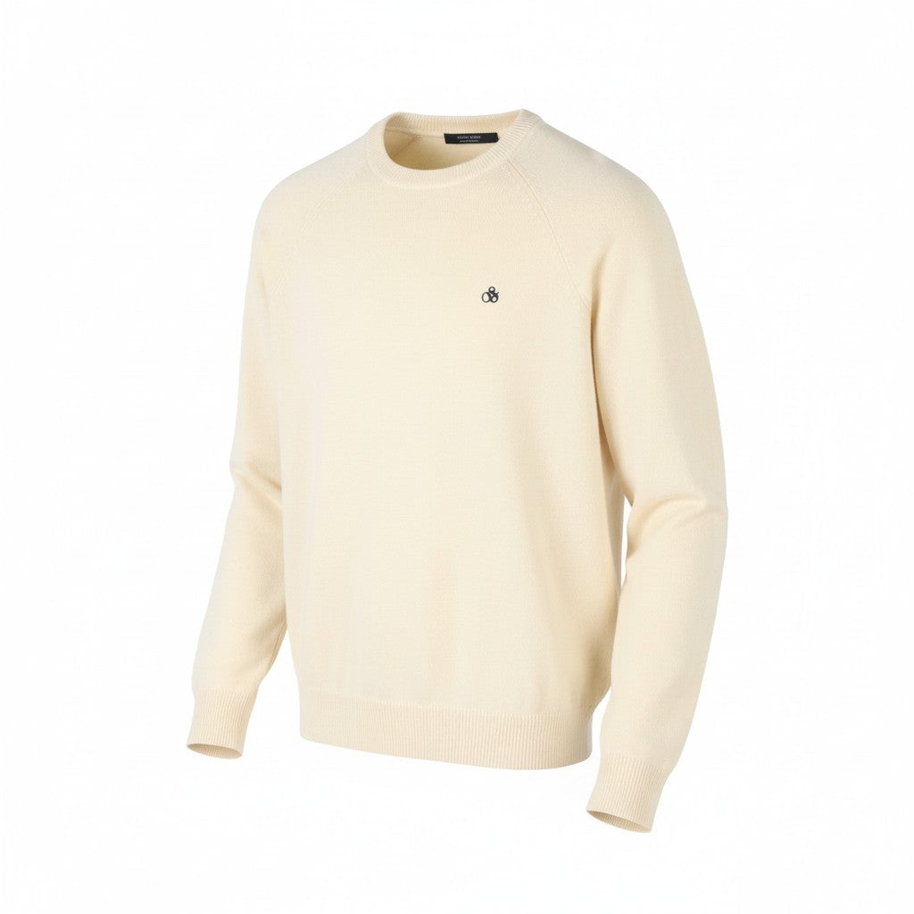 SCOTCH & SODA Men Jumper M Light Beige Tight Knit Crew Neck Pull On